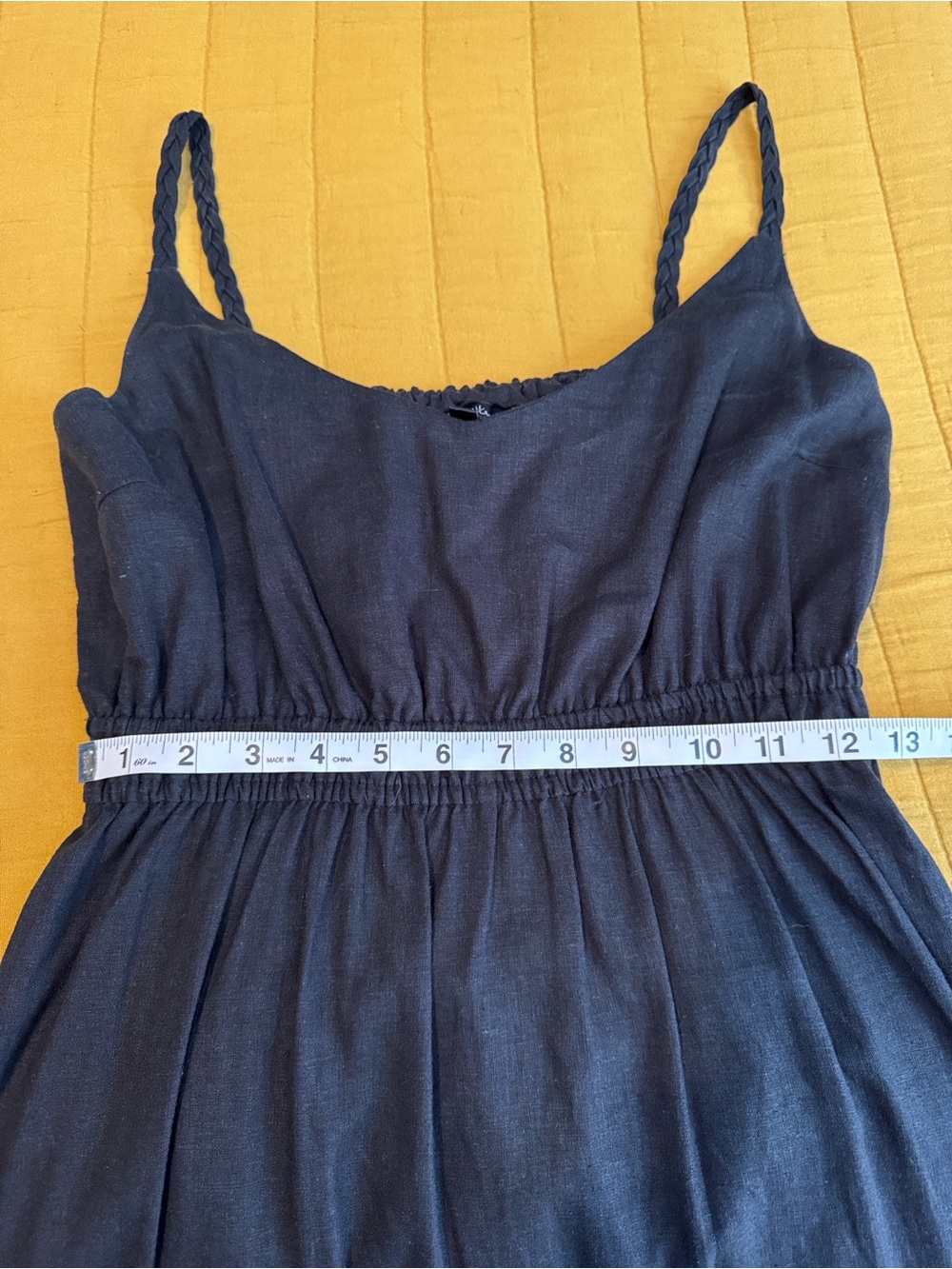 Linen blend black midi dress with back cutout size M - Picture 7 of 8
